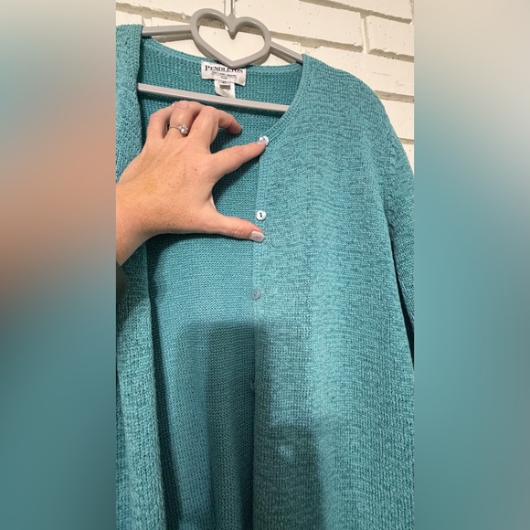 Pendleton Plus 2X Teal Knit Tank & Cardigan Sweater Set Twinset - Picture 4 of 6